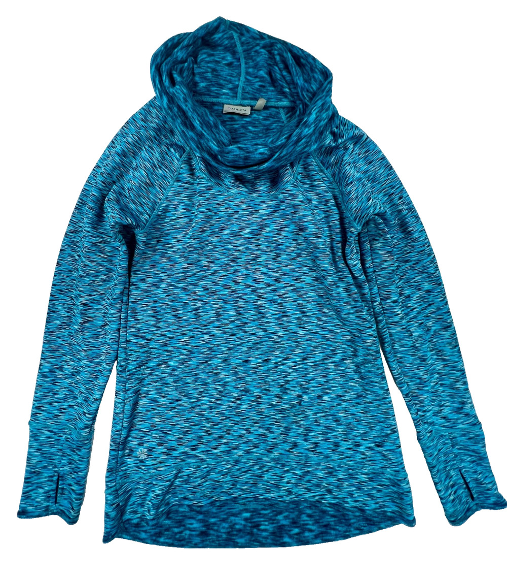Athleta - Tranquility Spacedye - Blue Cowl Neck Pullover Sweatshirt (Women's XS)